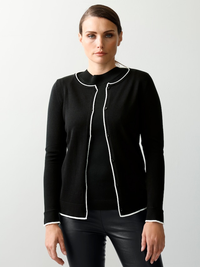 Strickjacke mit Details in Kontrastfarbe