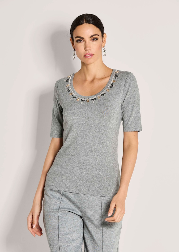 Halbarm-Shirt mit Zierstein-Deko