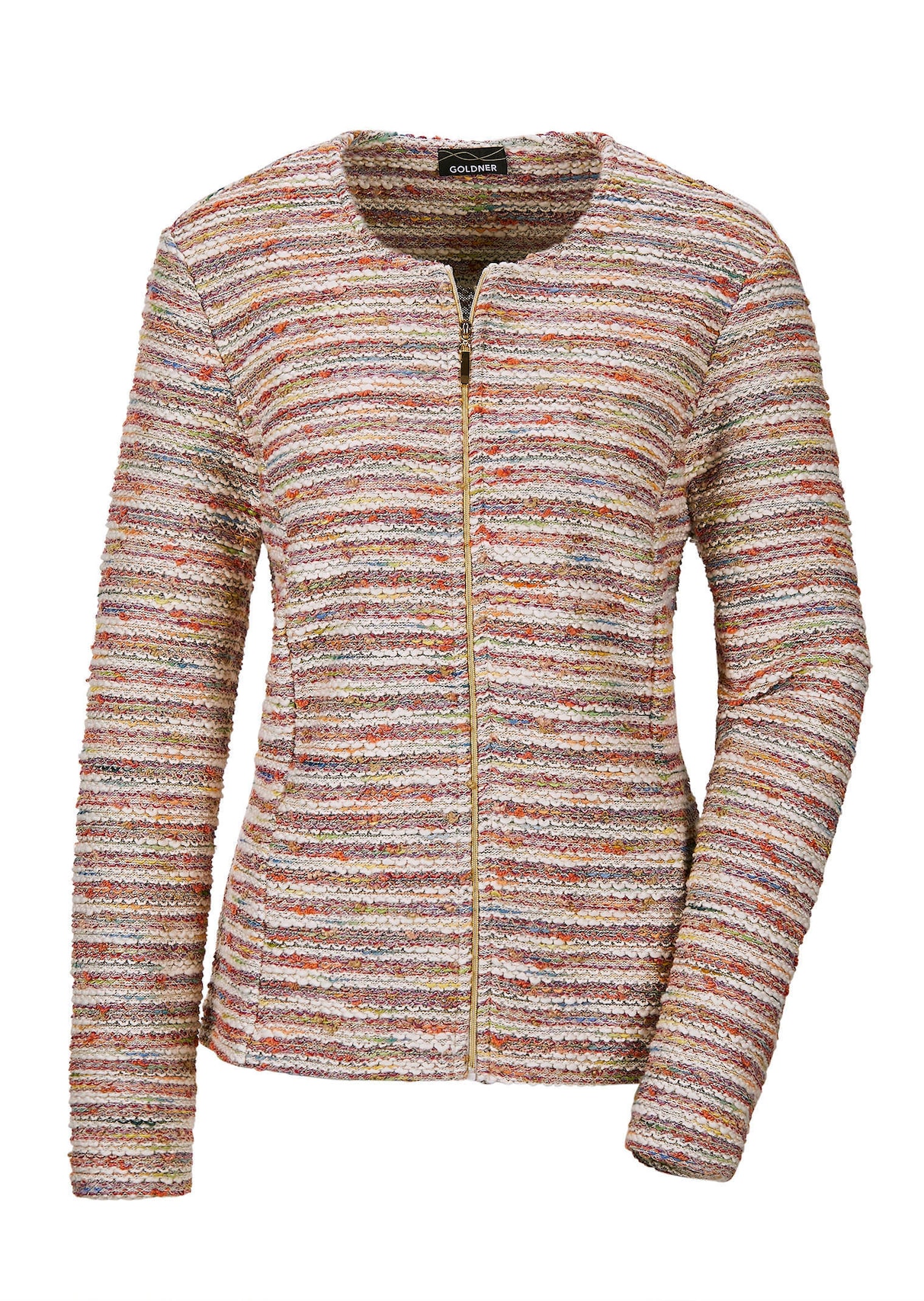 Bouclé-Jacke im Ringel-Look