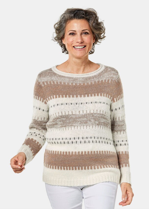 Weicher Pullover mit Jacquardblockstreifen