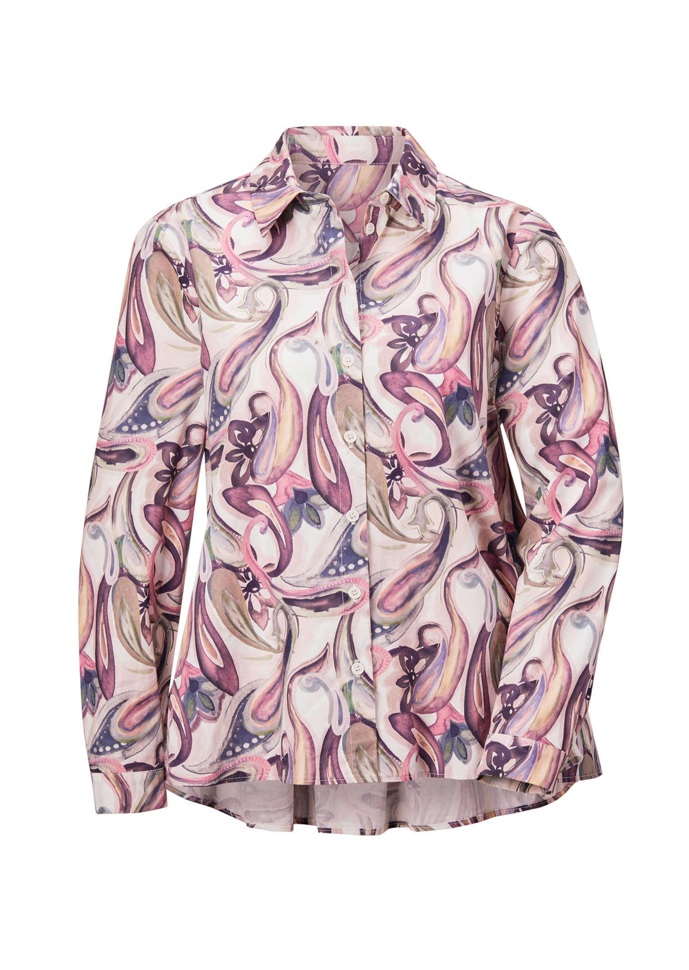 Weite Hemdkragenbluse mit Paisley Muster