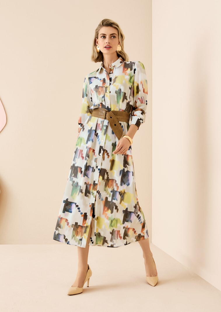 Hemdblusenkleid mit Allover-Druck