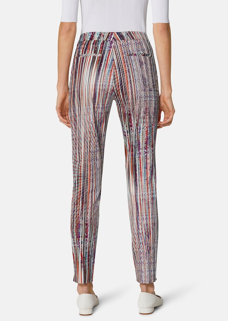 Cropped cigarette trousers with striped print 2