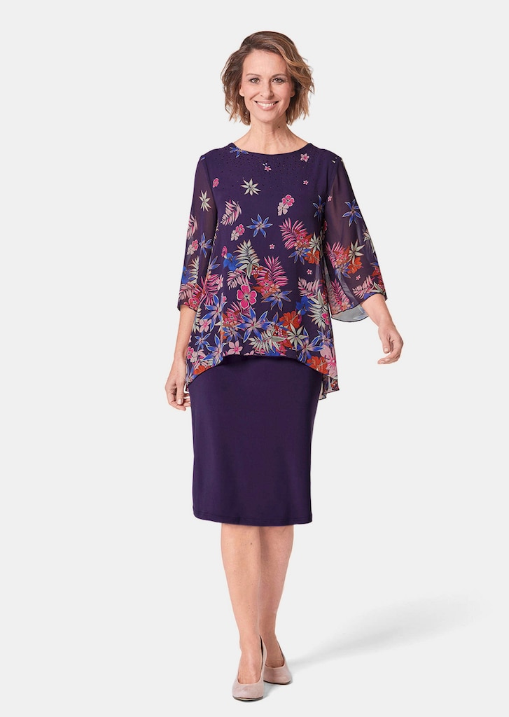 Kleid mit floralem Chiffonüberwurf