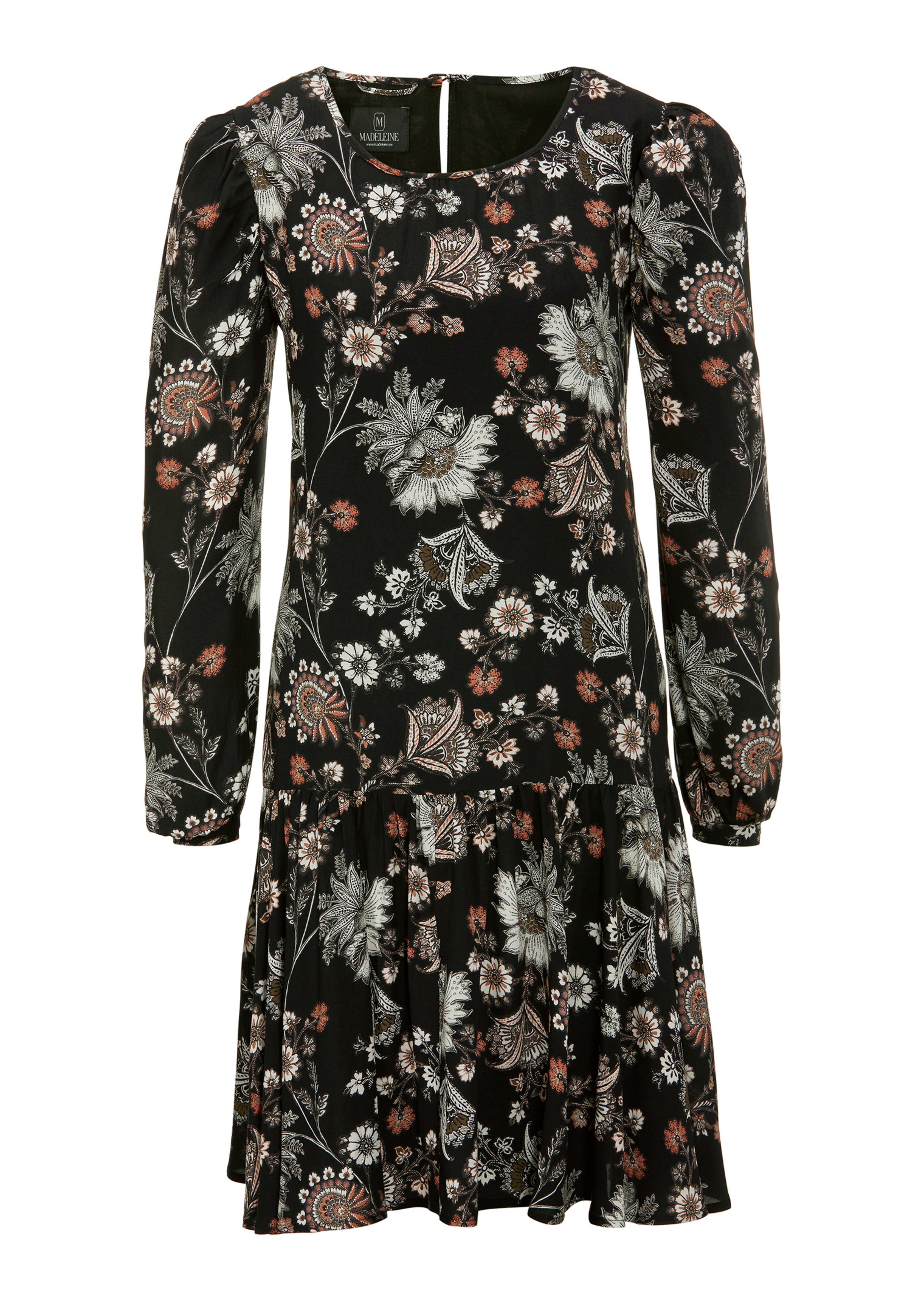 Blumenkleid in schmeichelnder A-Linie mit schwingendem Volantrock