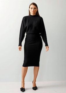 Strickkleid mit weiten Fledermausärmeln thumbnail 2