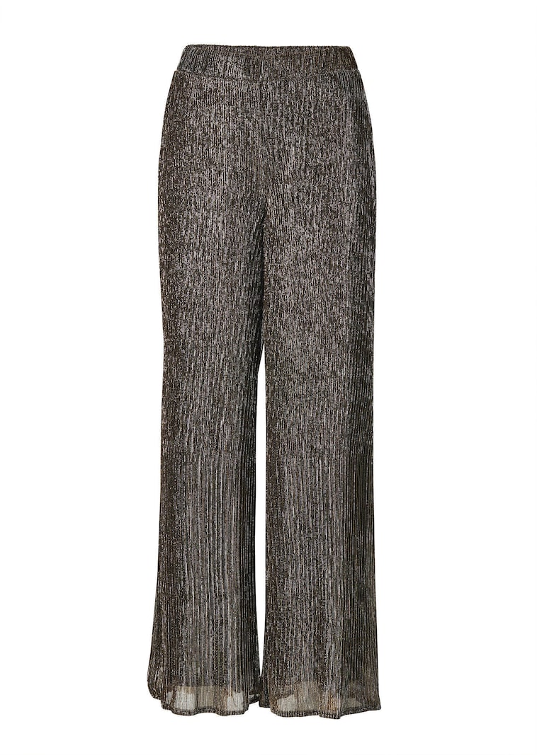 Pantalon palazzo VERA en tissu plissé brillant