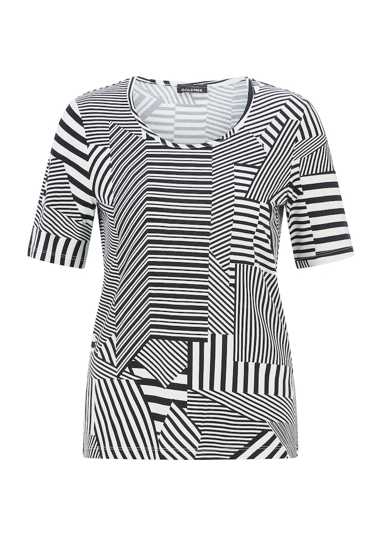 T-shirt en viscose avec impression de rayures abstraites
