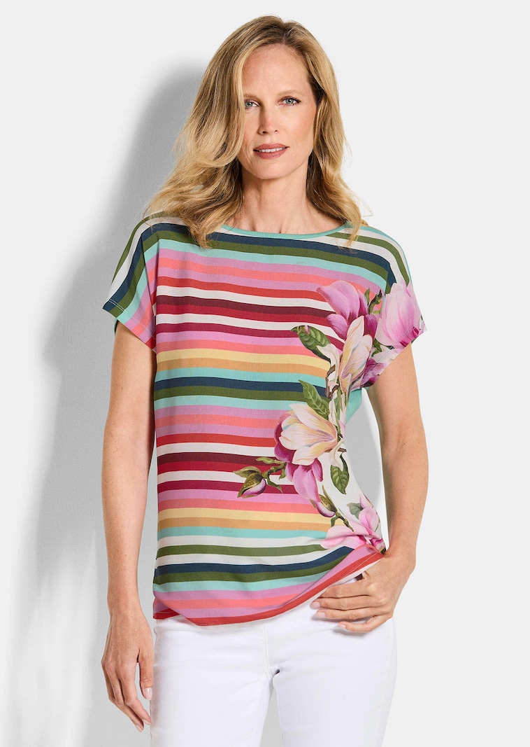 Blouseshirt met strepen en bloemen