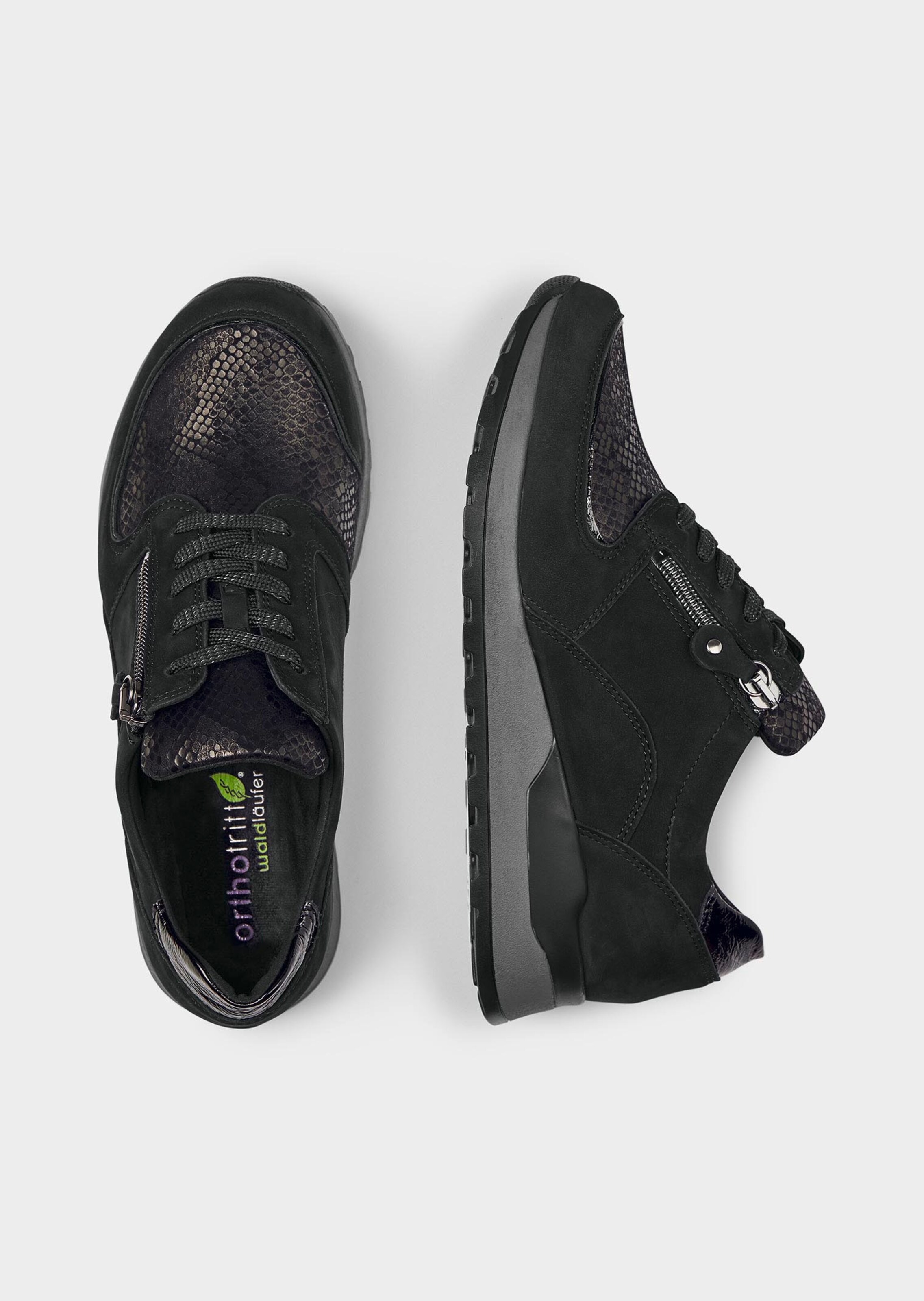 Baskets en cuir et textile mélangés - noir - Gr. 38,5 de Goldner Fashion