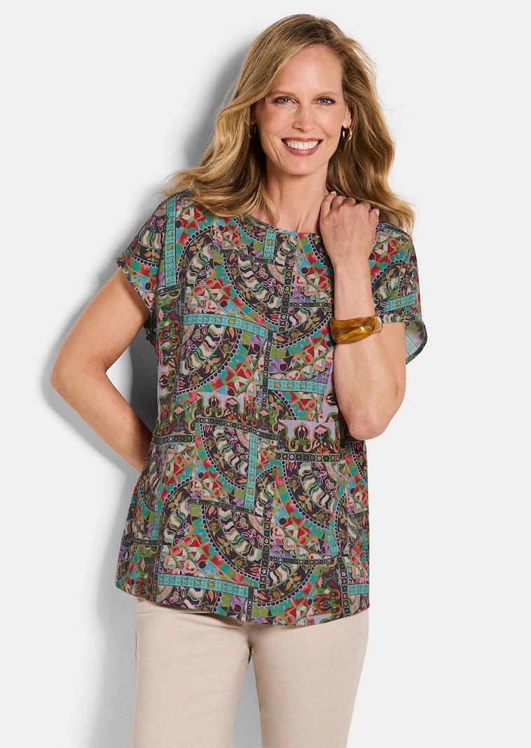 Viskose-Bluse mit Orient-Print