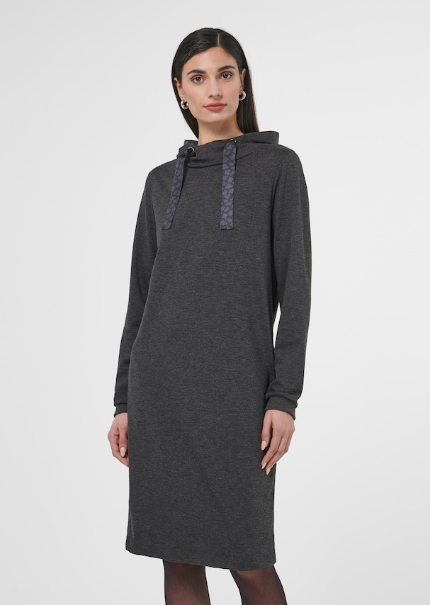 Hooded dress in soft sweat fabric