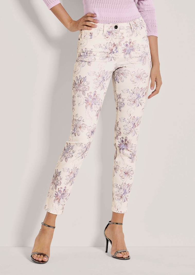 Schlanke Hose mit Unikat-Print