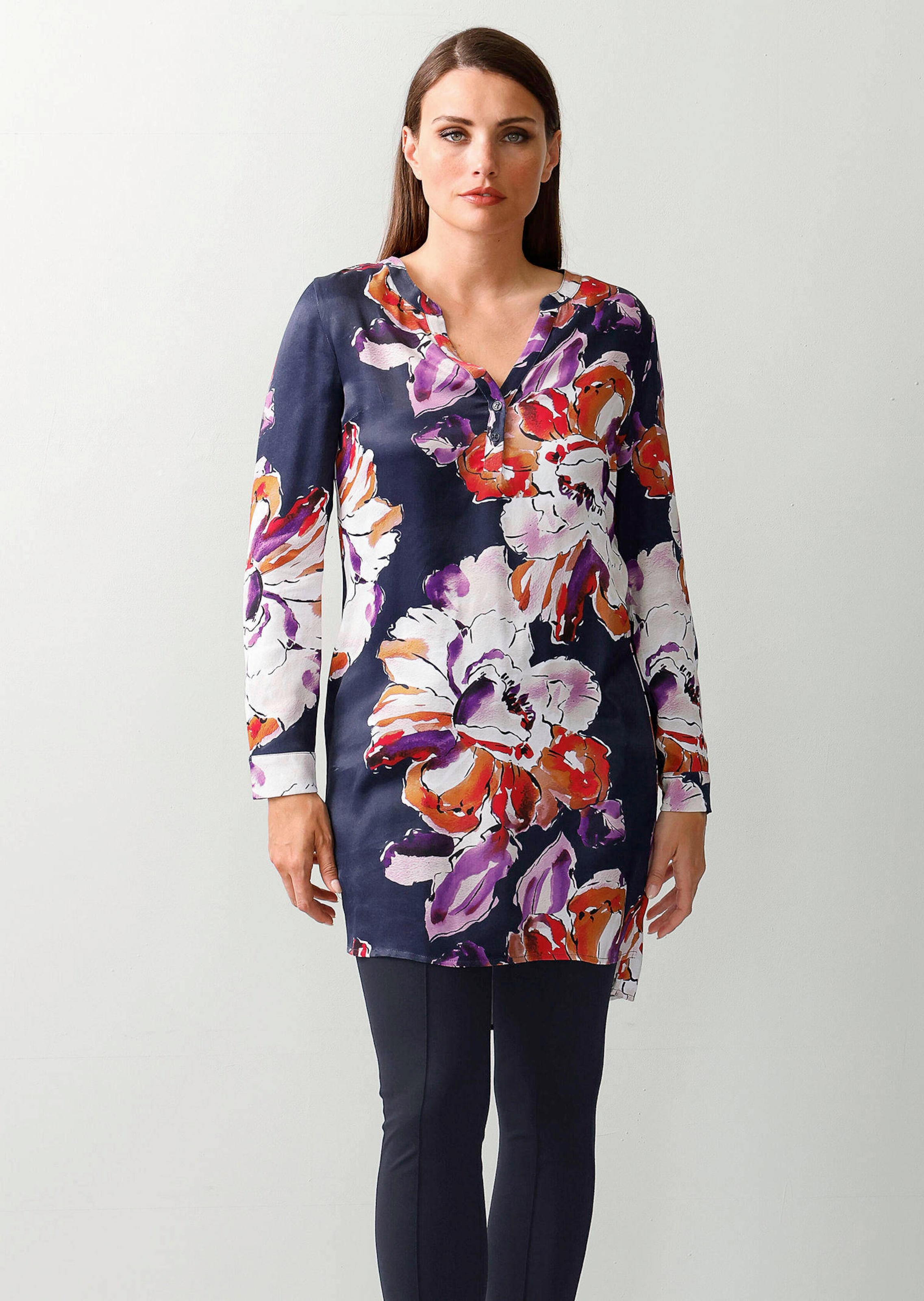 Longbluse mit floralem Print