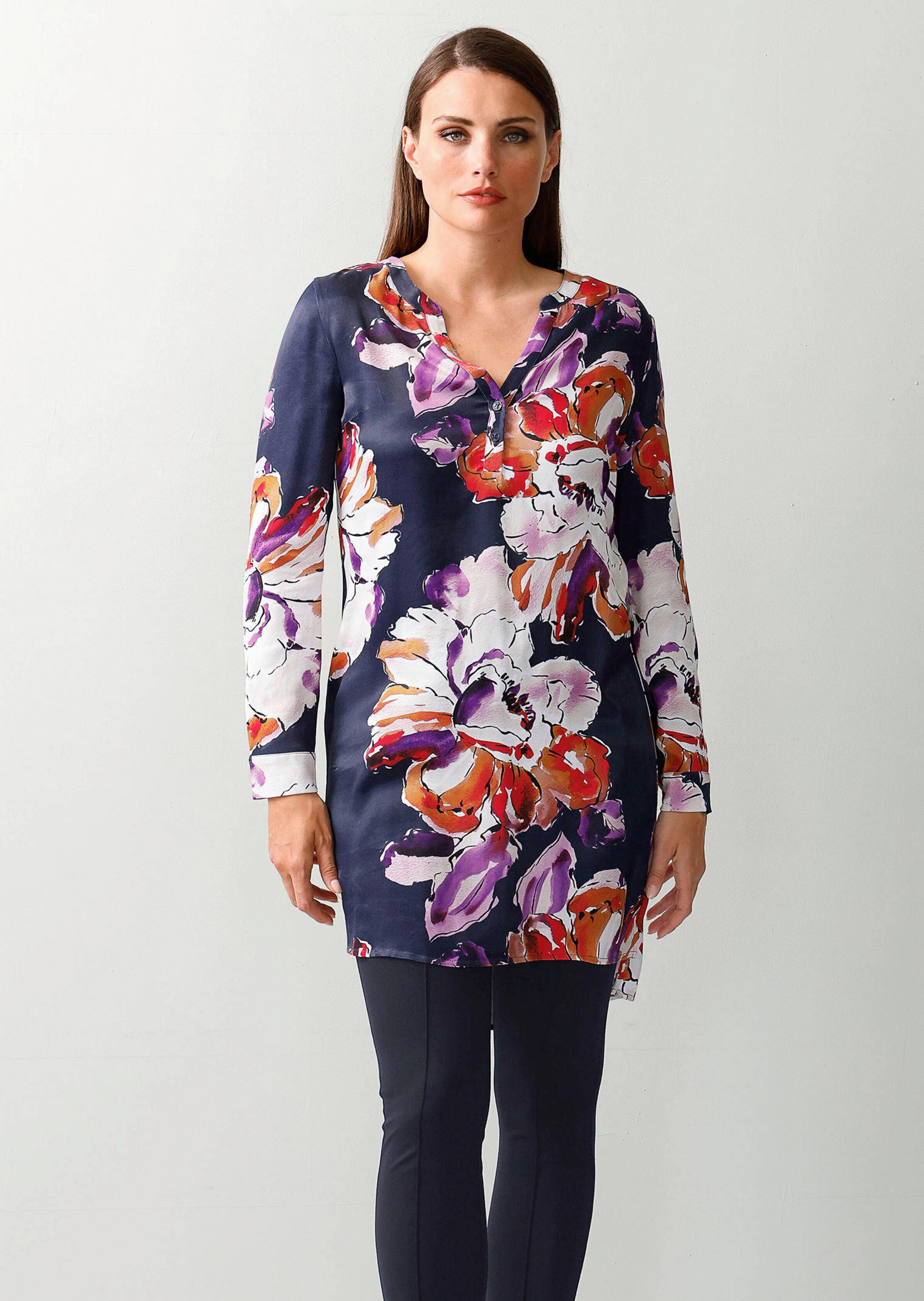 Longbluse mit floralem Print