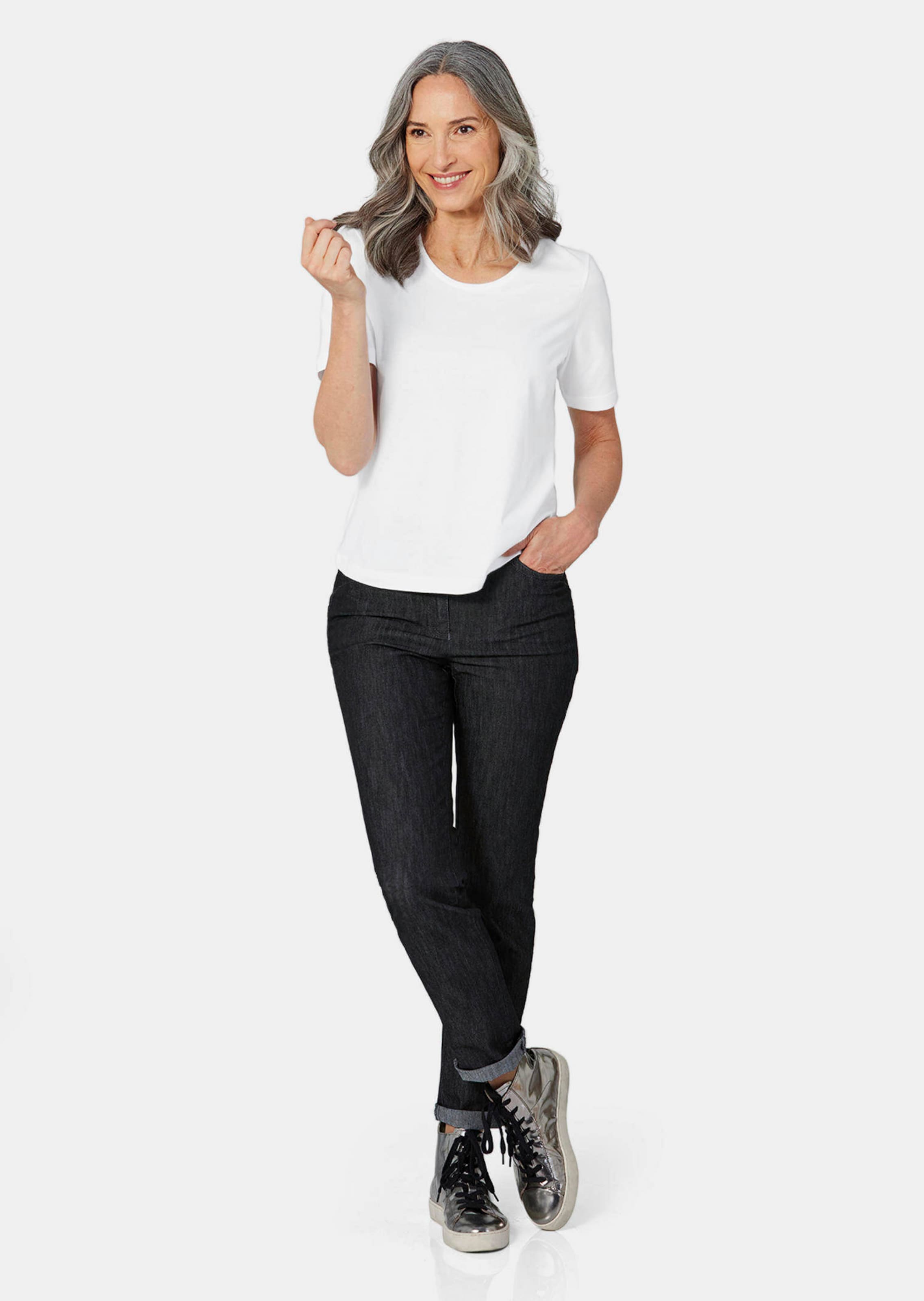 Lot de 3 T-shirts - blanc / turquoise / corail - Gr. 56 de Goldner Fashion