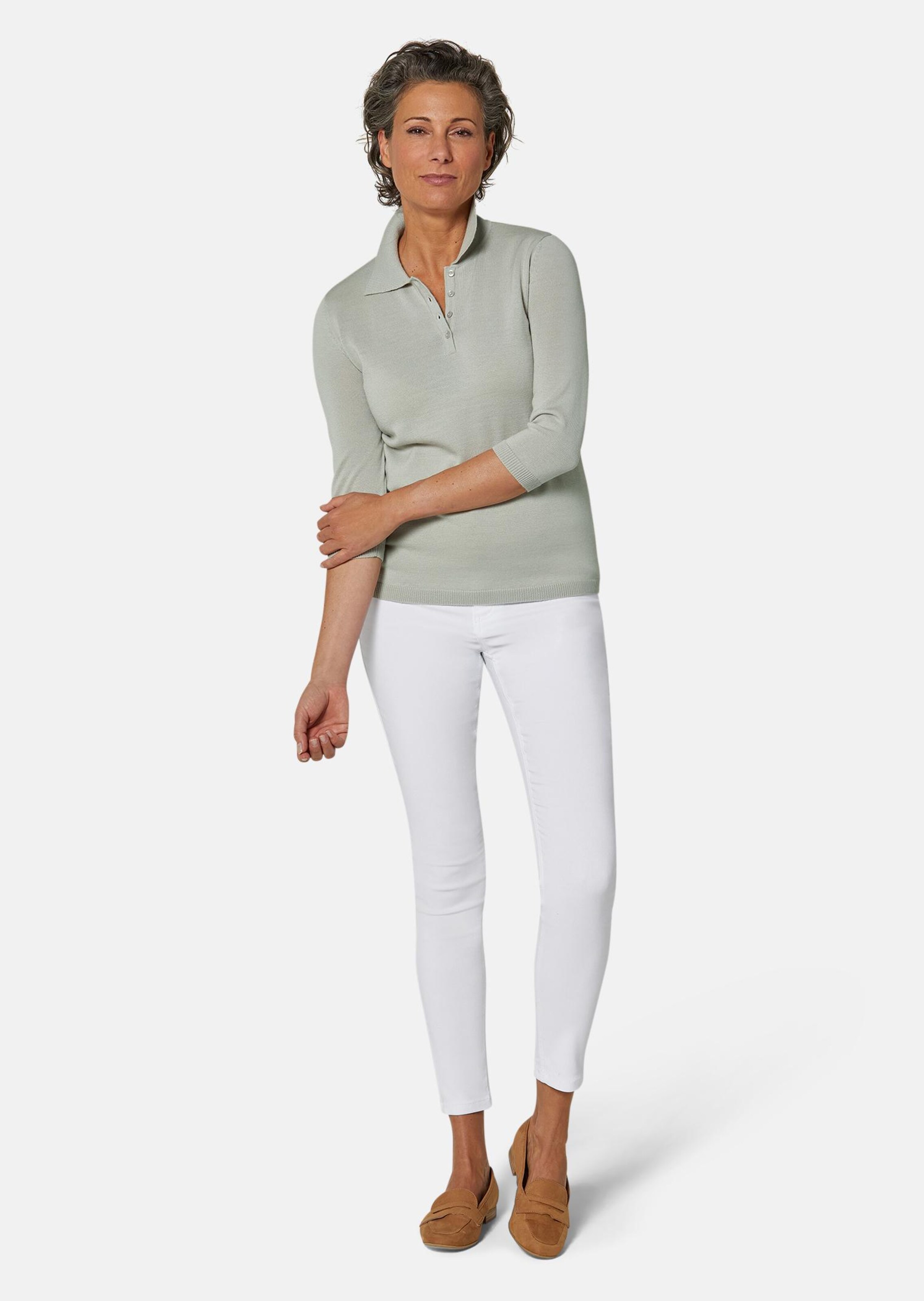 Pull polo - gris pierre / chiné - Gr. 56 de Goldner Fashion