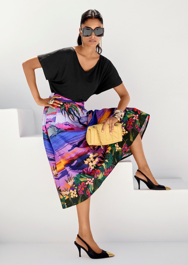 Druckrock mit tropischem Print