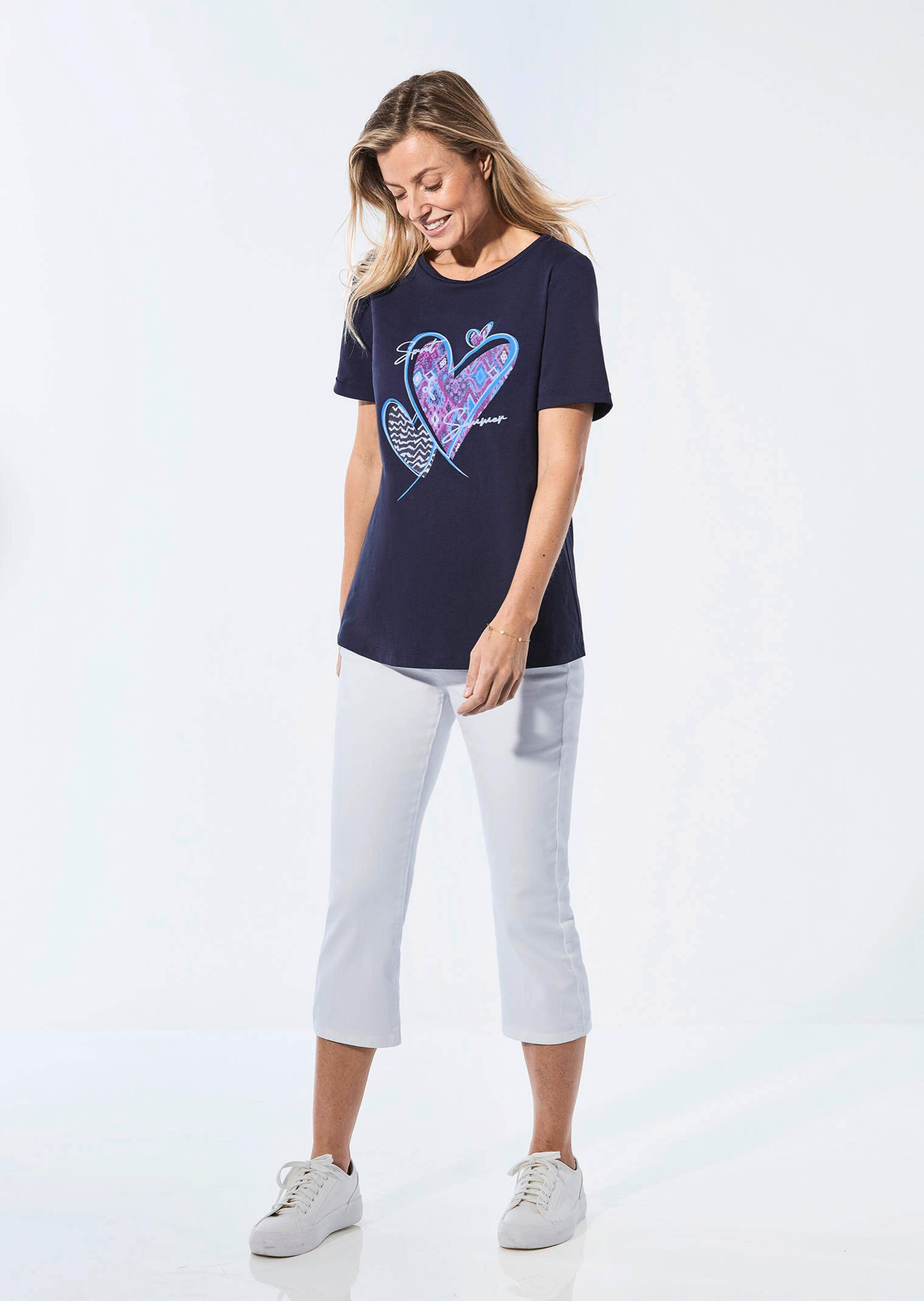 T-shirt imprimé en jersey - marine / blau / à motifs - Gr. 52 de Goldner Fashion