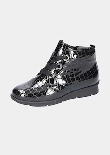 Bottines en cuir verni avec embossage crocodile thumbnail 5