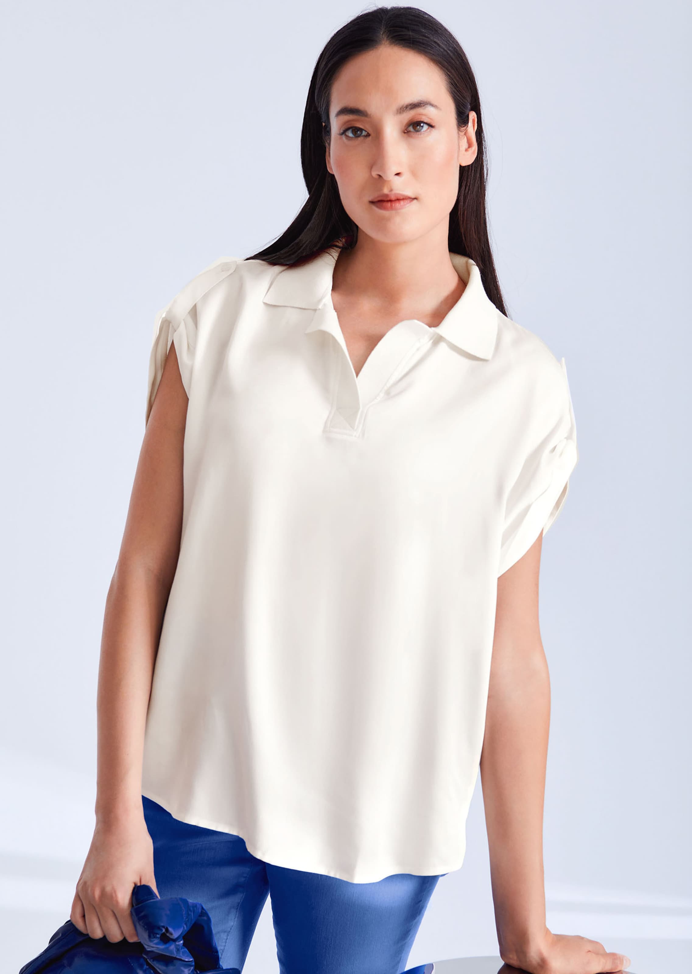 Oversized polo style shirt in natural white MADELEINE Fashion