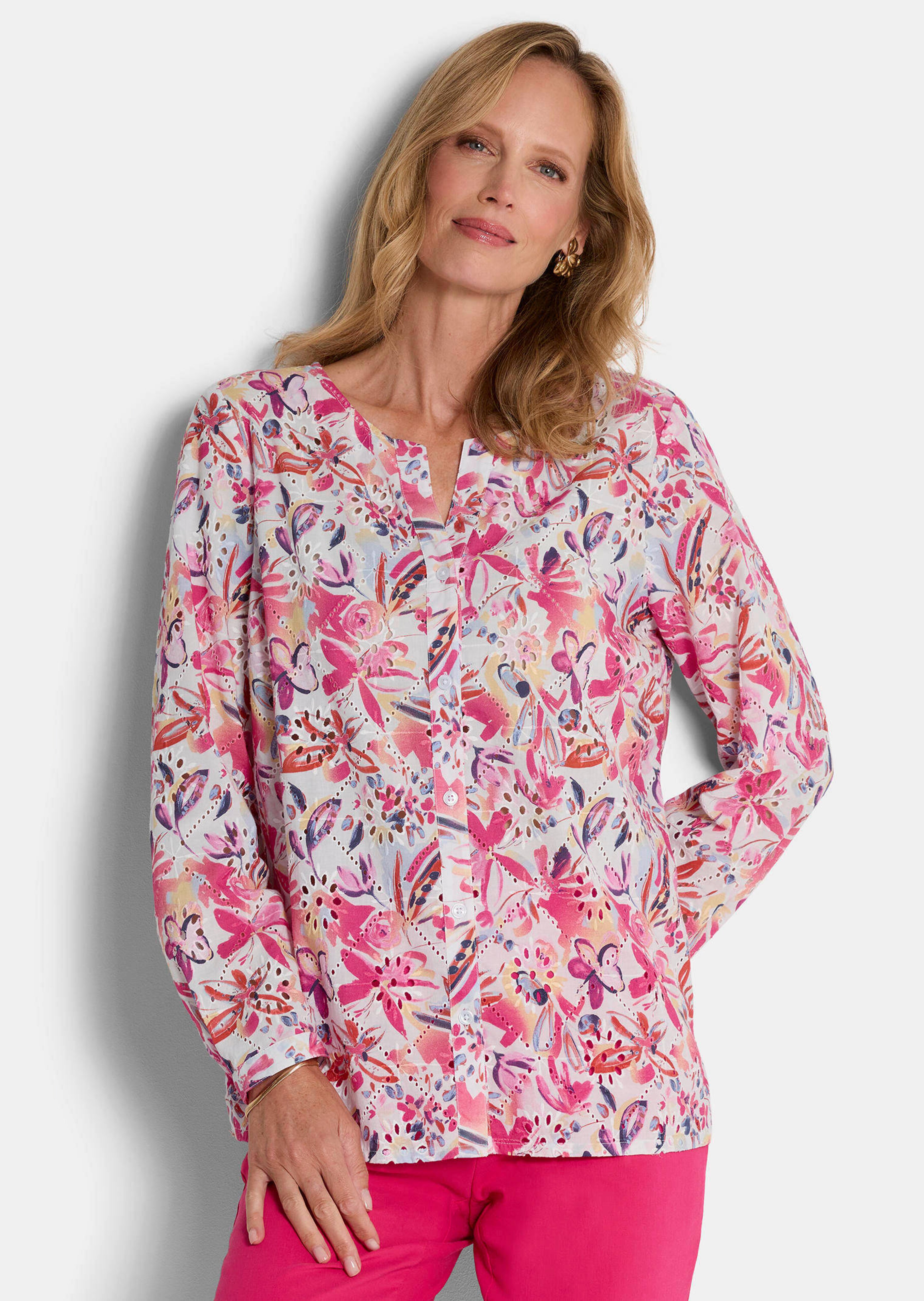 Spitzenbluse aus reiner Baumwolle