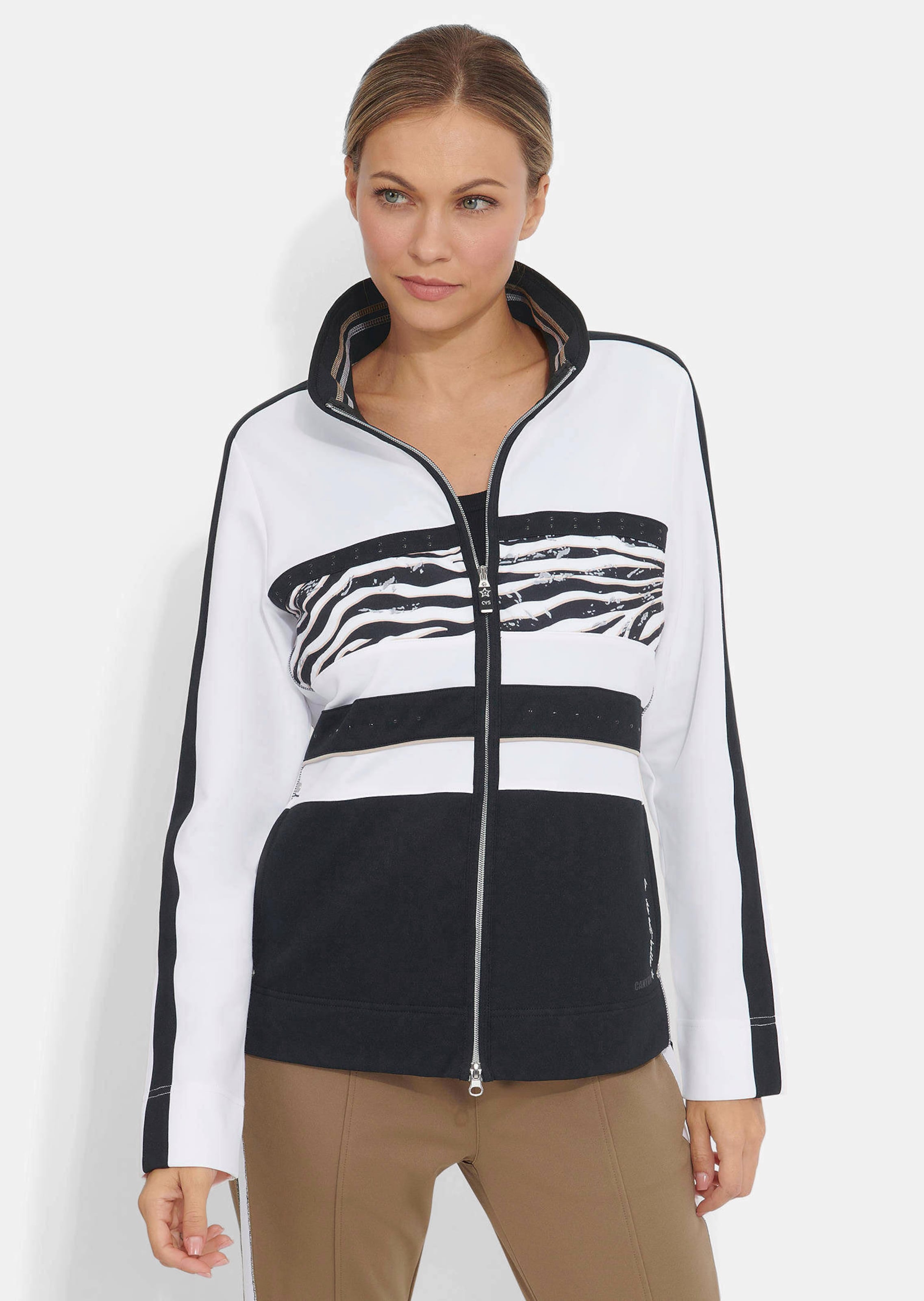 Jersey-Jacke in Streifenoptik