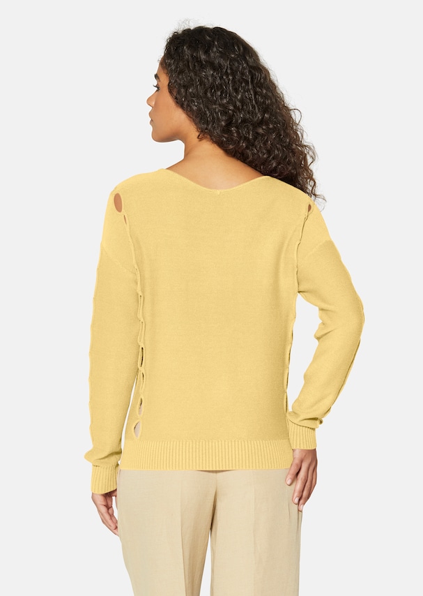 Knitted jumper with cut-outs and V-neckline 2