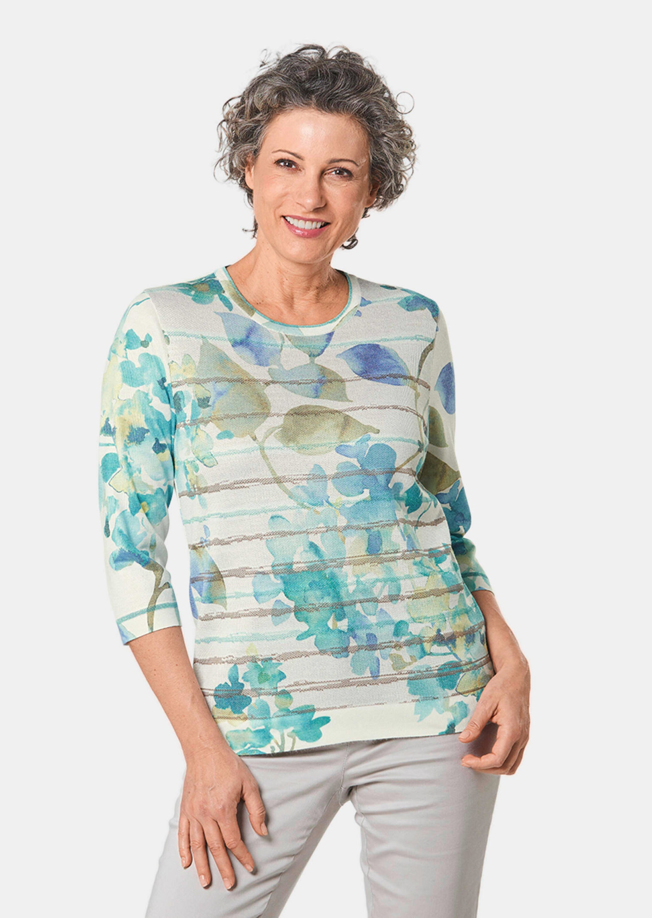 Hochwertiger Druckpullover mit 3/4-Arm von Di-Strick