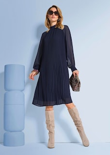 Kurzes Plissee-Kleid mit Stehkragen thumbnail 7