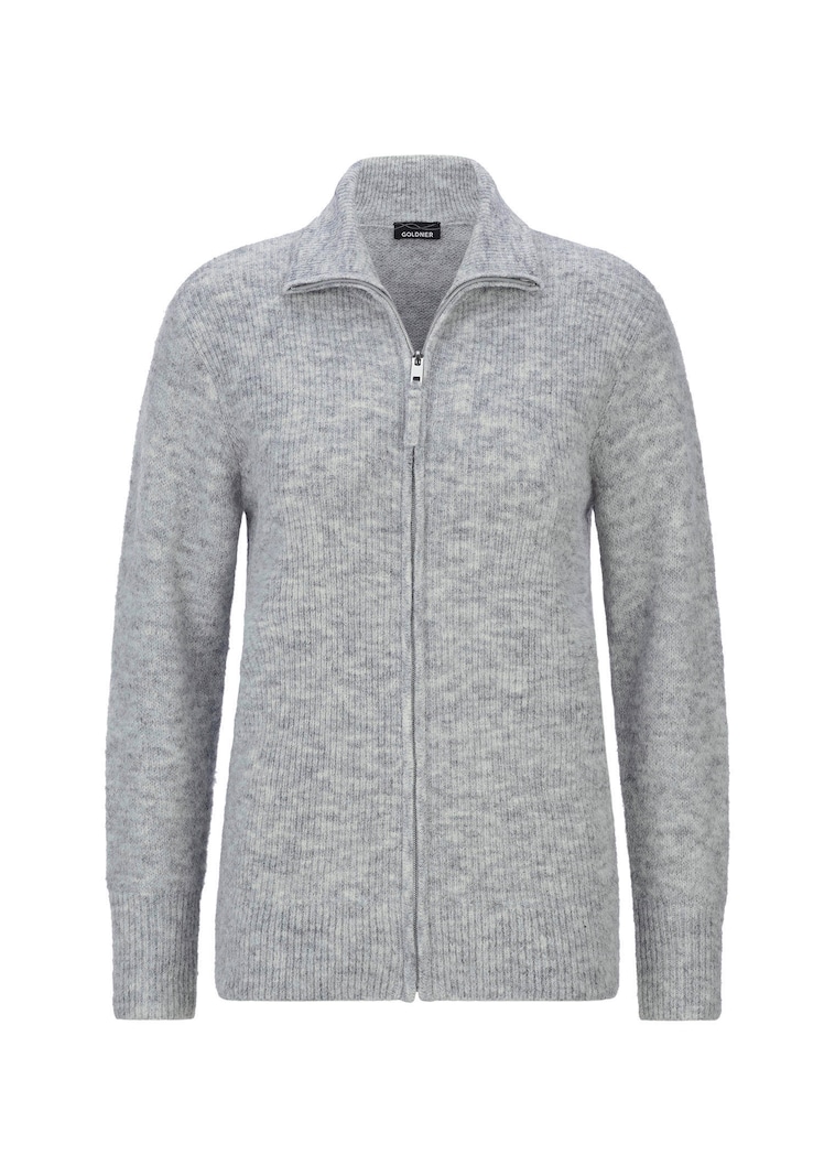 Geribd tricot jasje met ritssluiting