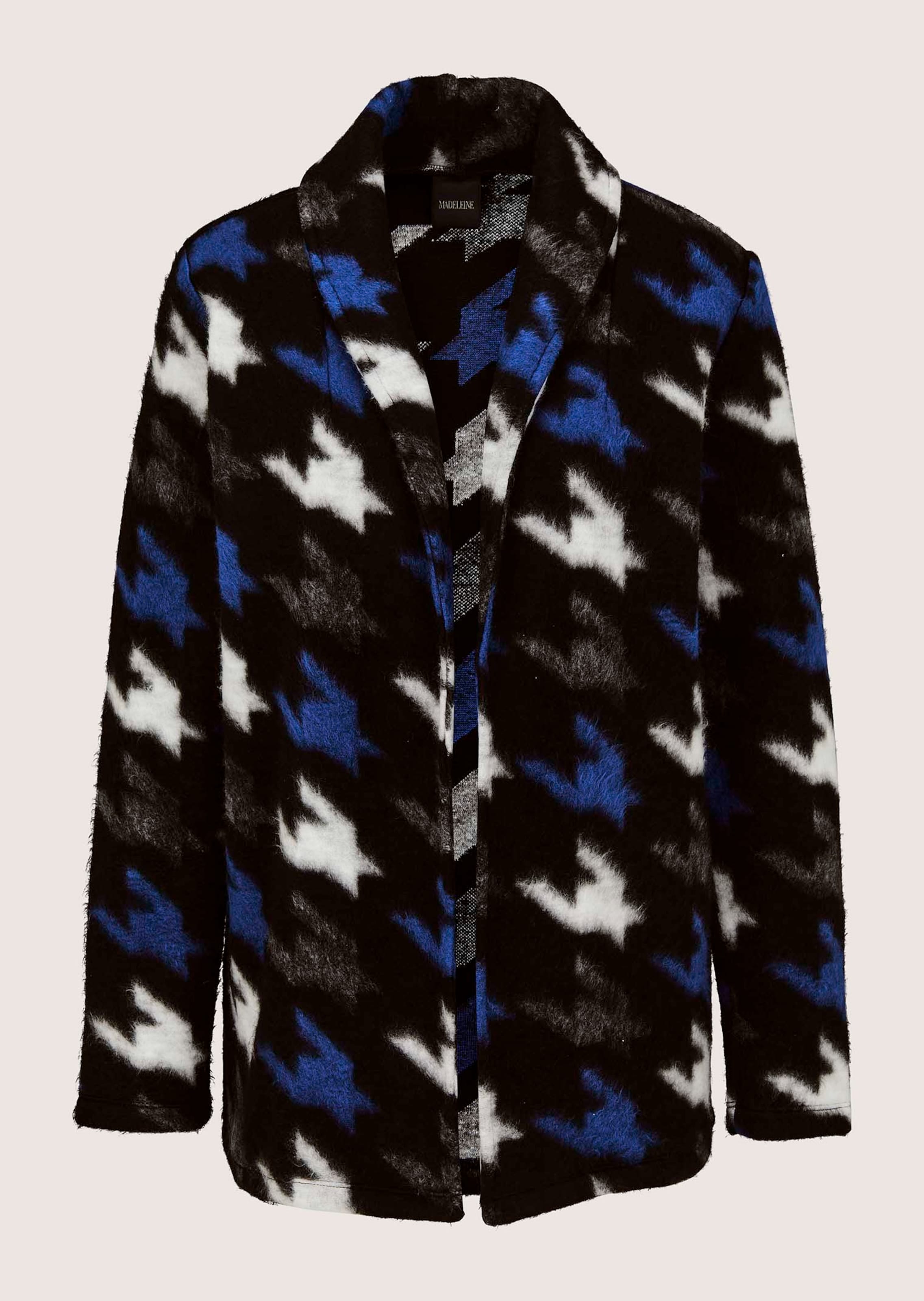 Verschlusslose Shirtjacke mit Hahnentrittmuster
