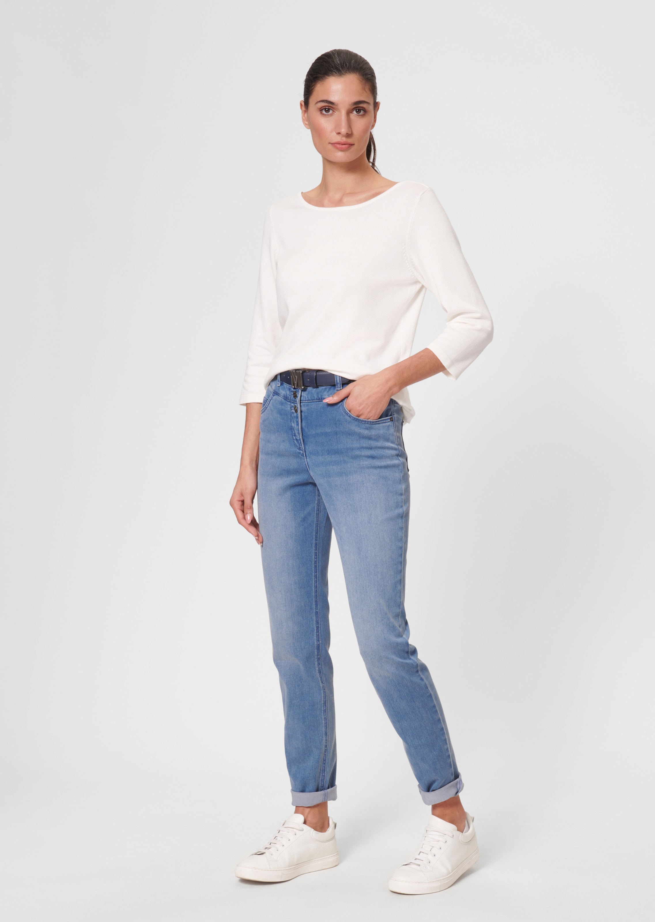 Jean blanc outlet taille haute