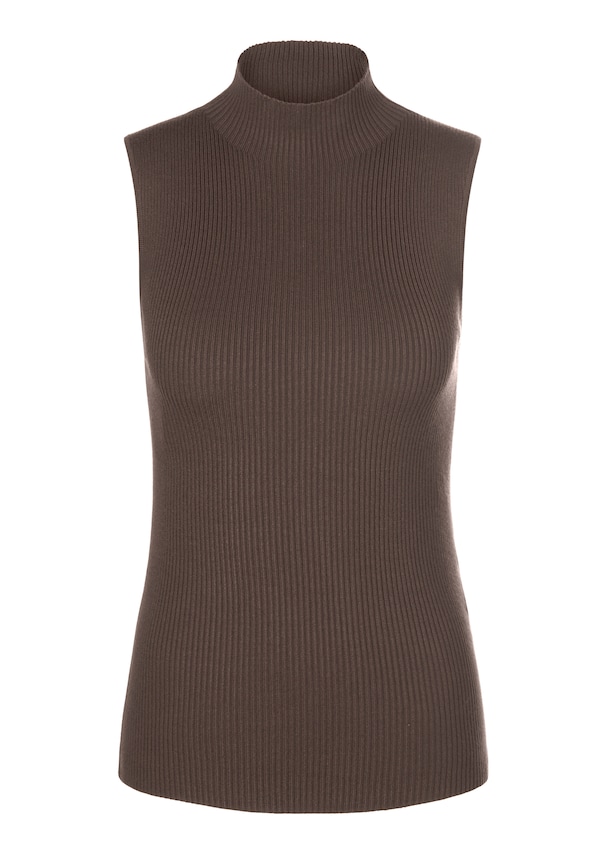 Sleeveless rib knit jumper with stand-up collar 5