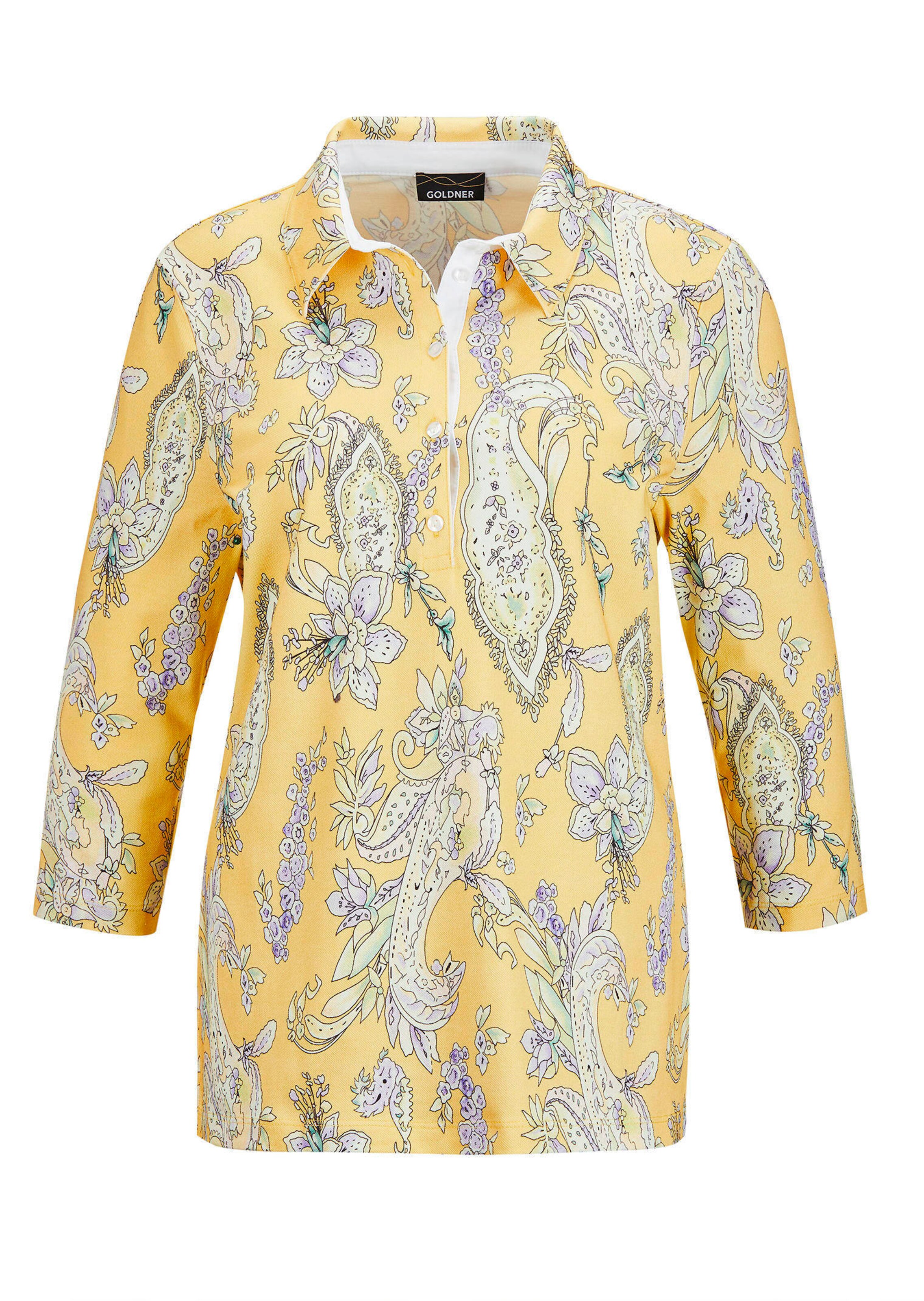 Kauluksellinen neulospaita paisley-kuosilla