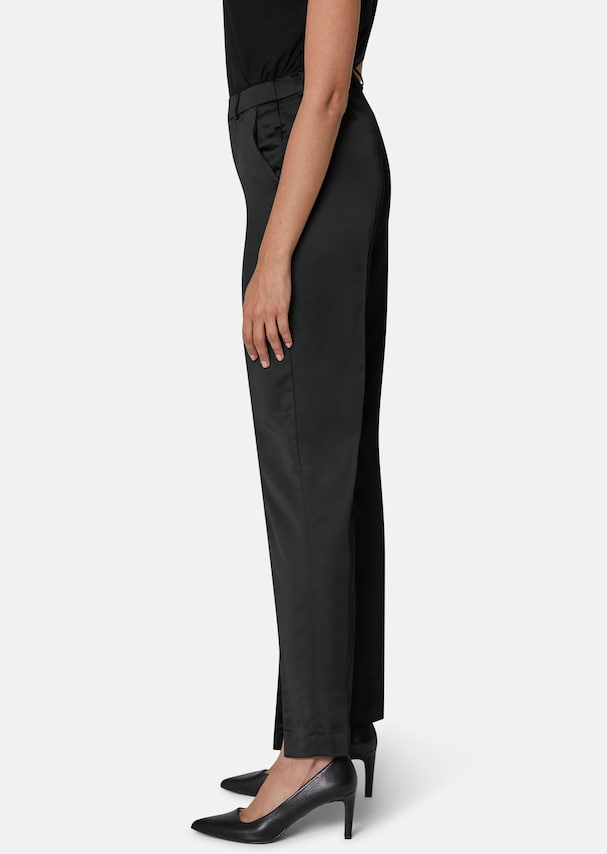 Satin trousers with front hem slits 3