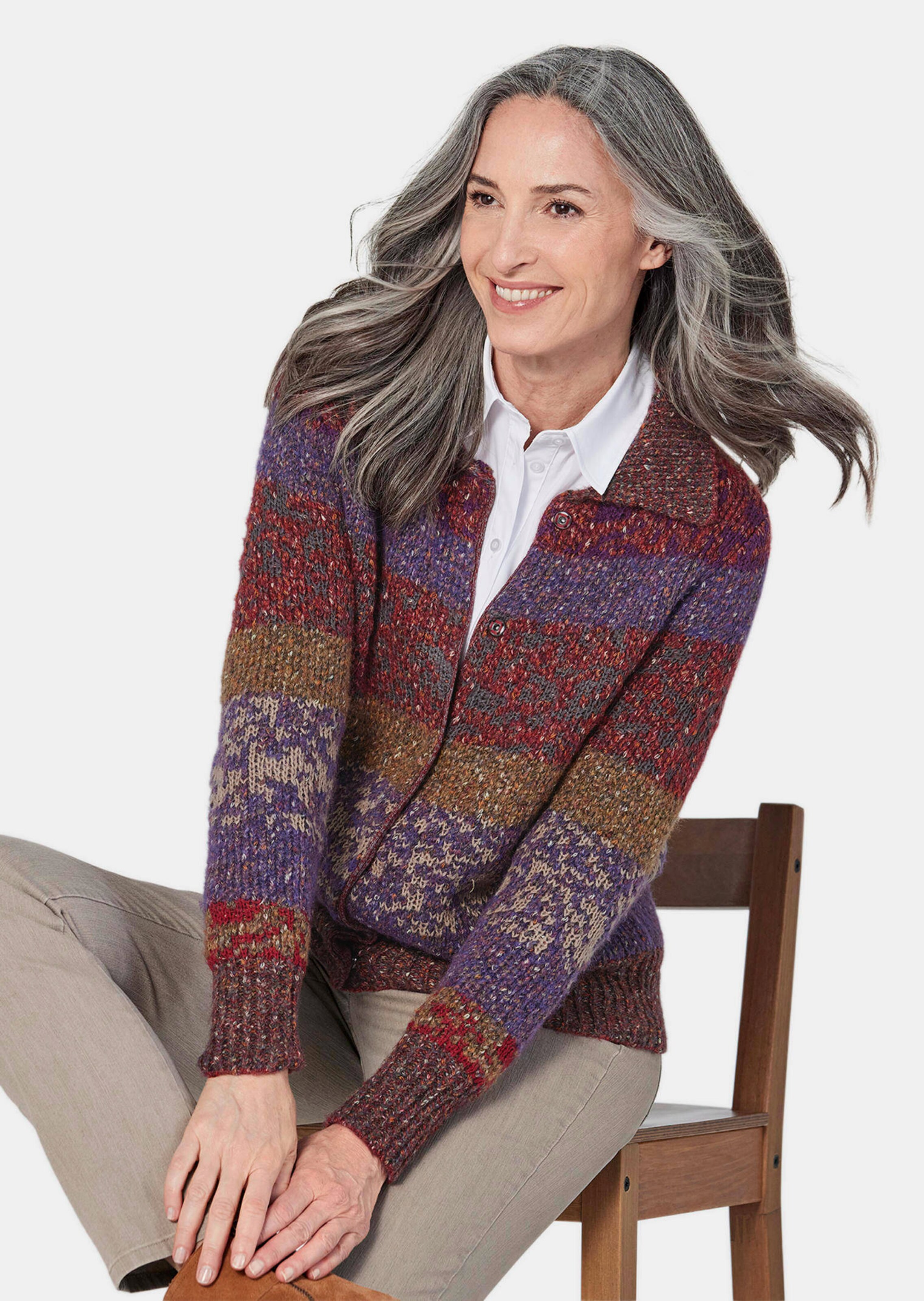 Le cardigan ajusté rayures texturées | Contemporaine | Rayures et motifs