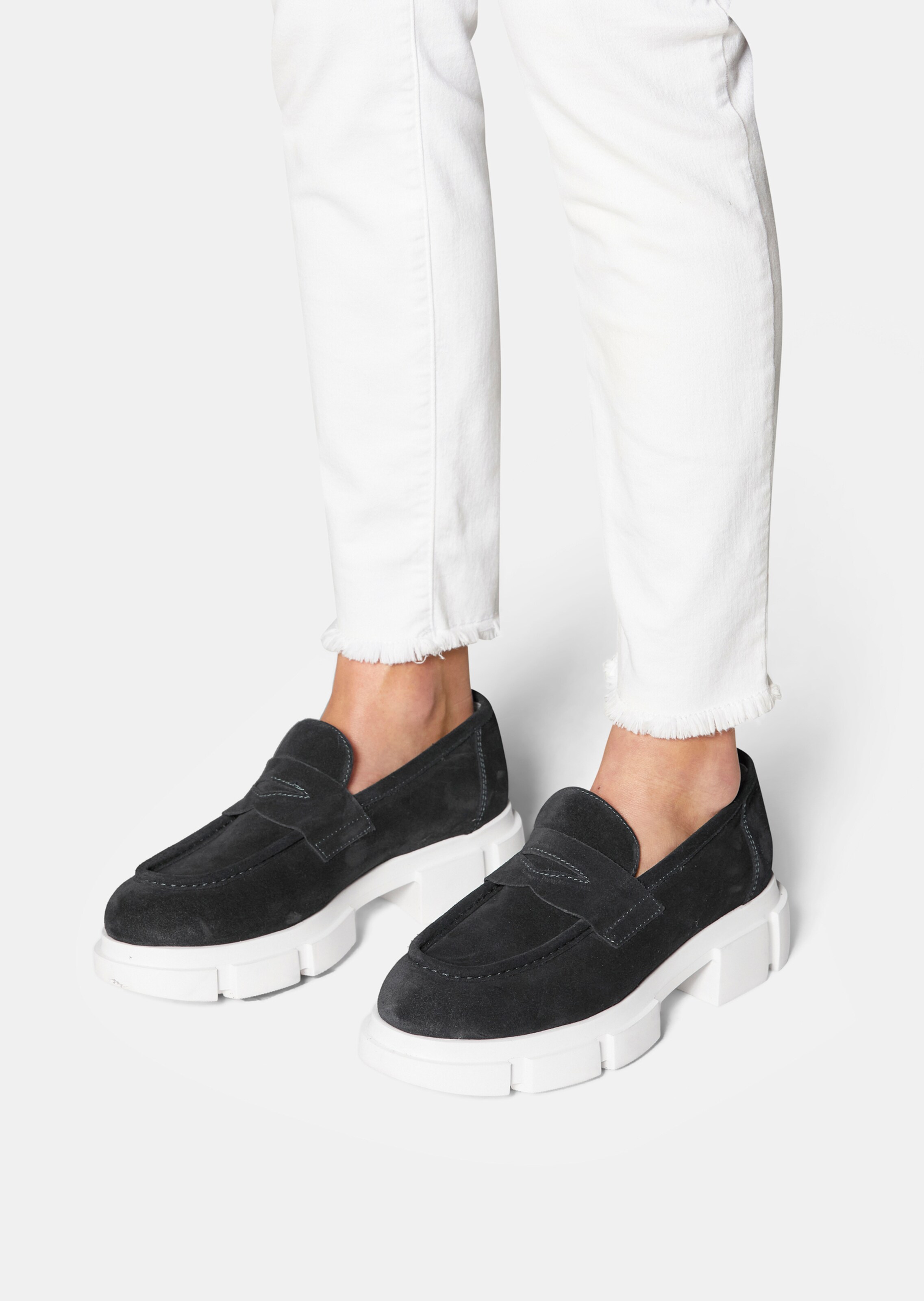 Chunky-Mokassin aus softem Veloursleder