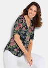 Gebloemd, jersey shirt met plooien thumbnail 4