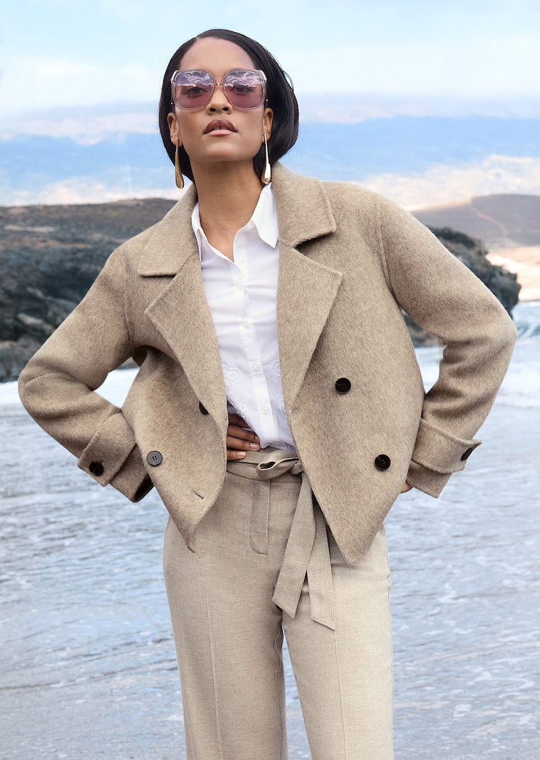 Veste caban en mélange de laine de qualité supérieure