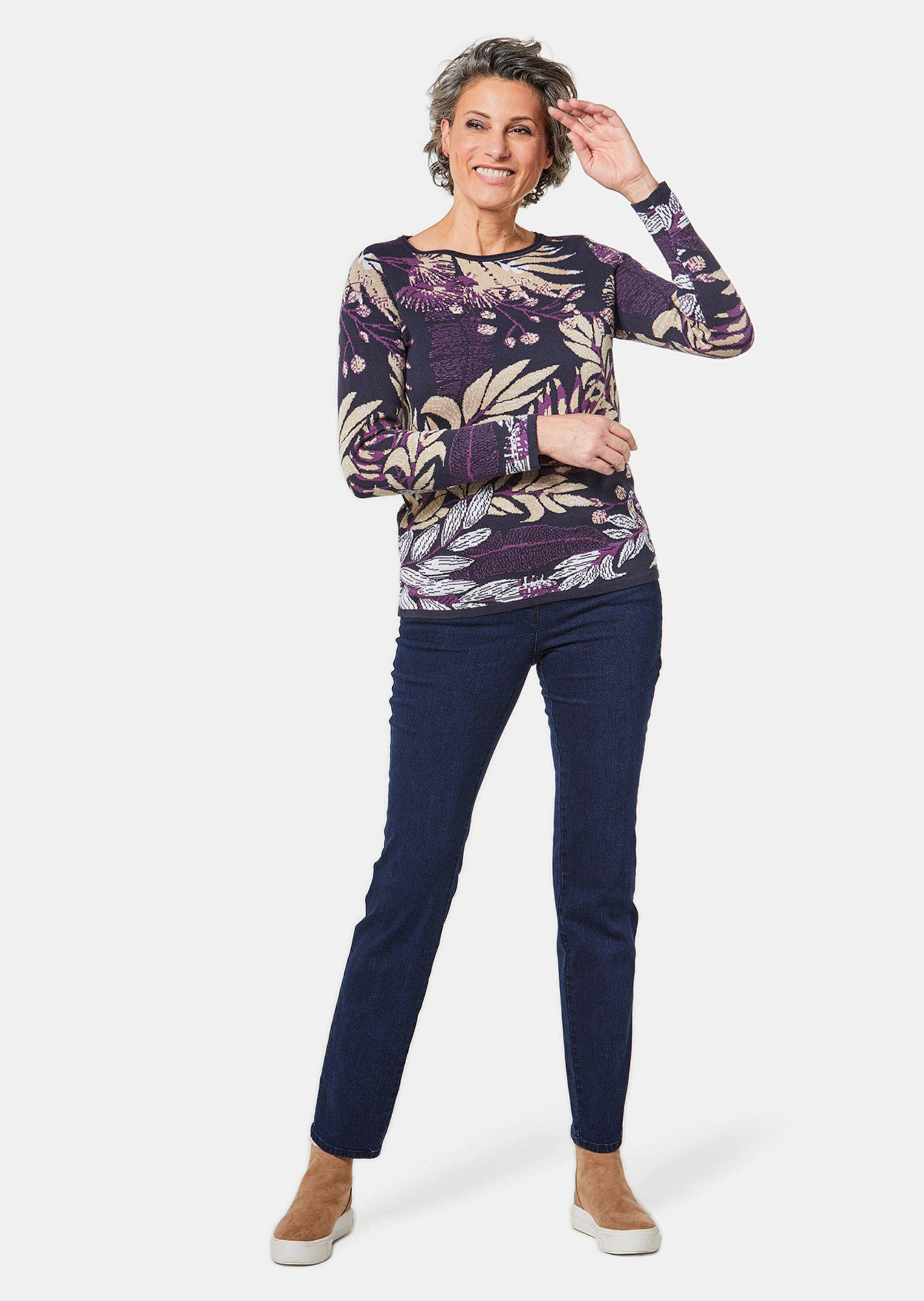 Pull en jacquard - marine / à motifs - Gr. 46 de Goldner Fashion