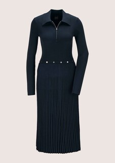 Strickkleid mit Plissee und Taillenband thumbnail 6