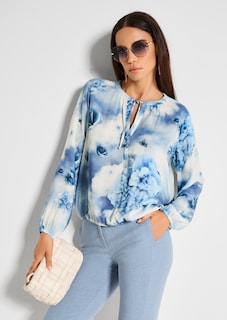 Druckbluse mit floralem Aquarell-Print thumbnail 7