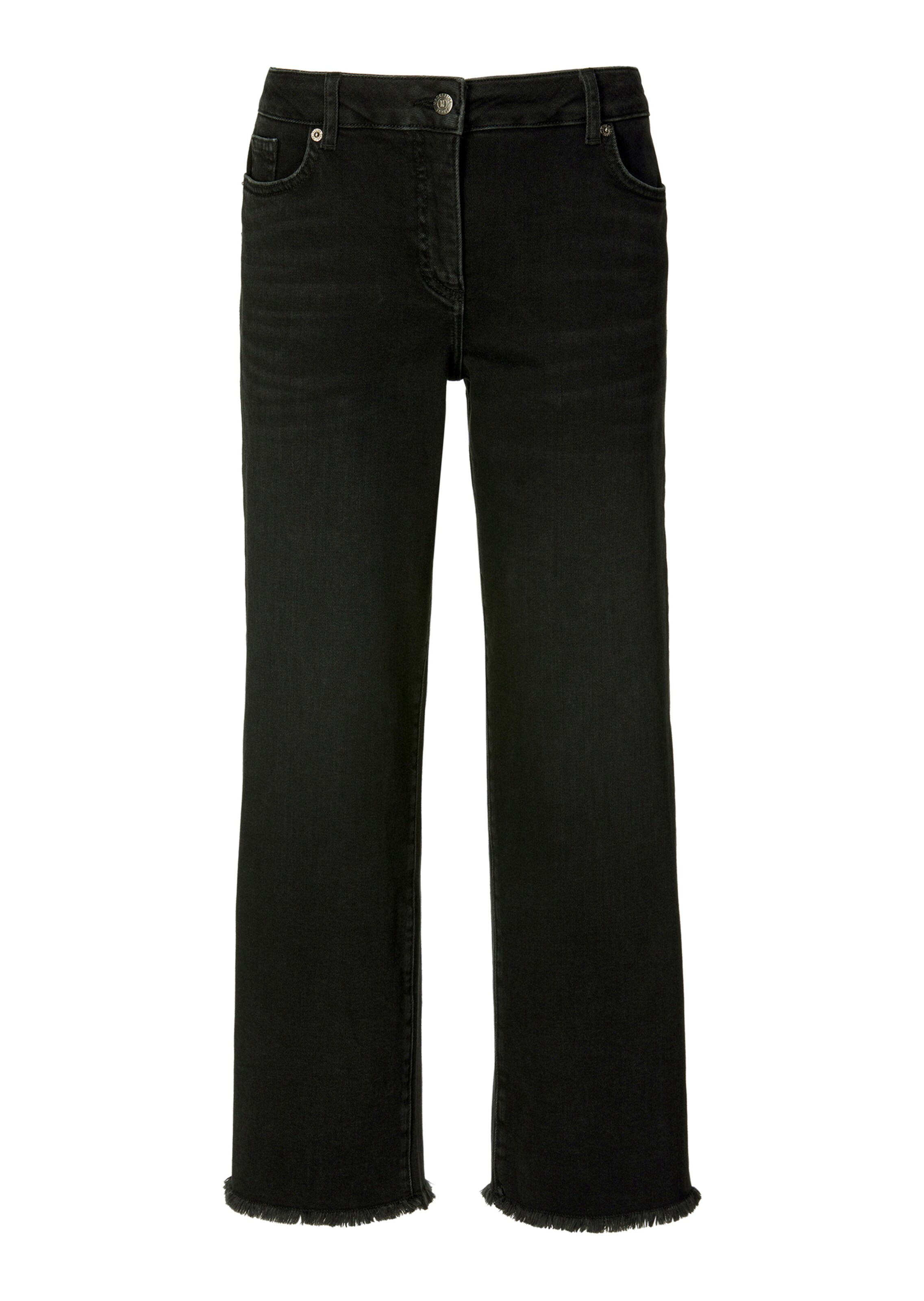 7/8-Jeans mit Fransensaum in Culotte-Form