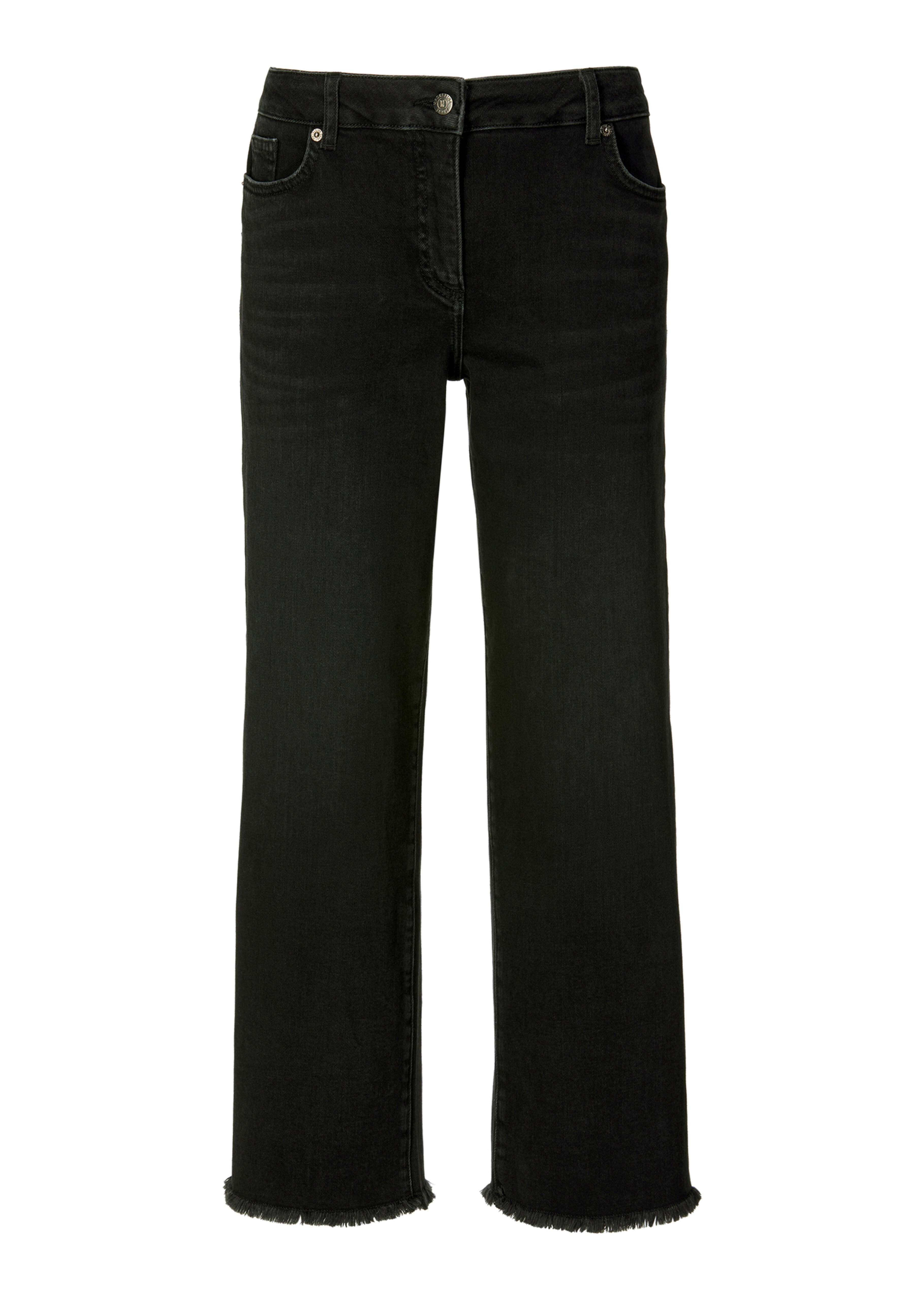 7/8-Jeans mit Fransensaum in Culotte-Form