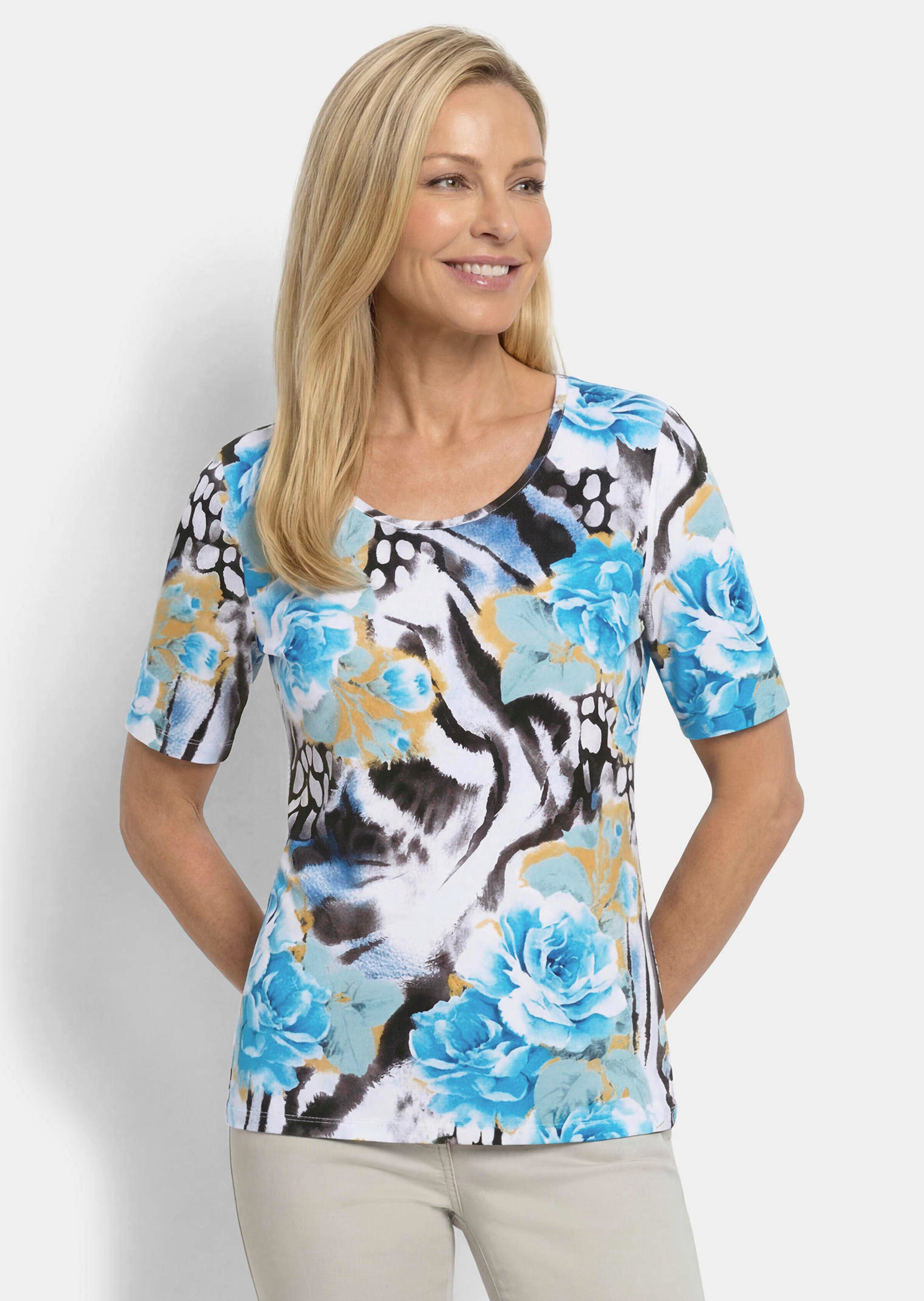 T-shirt en viscose avec un mélange de motifs attrayant