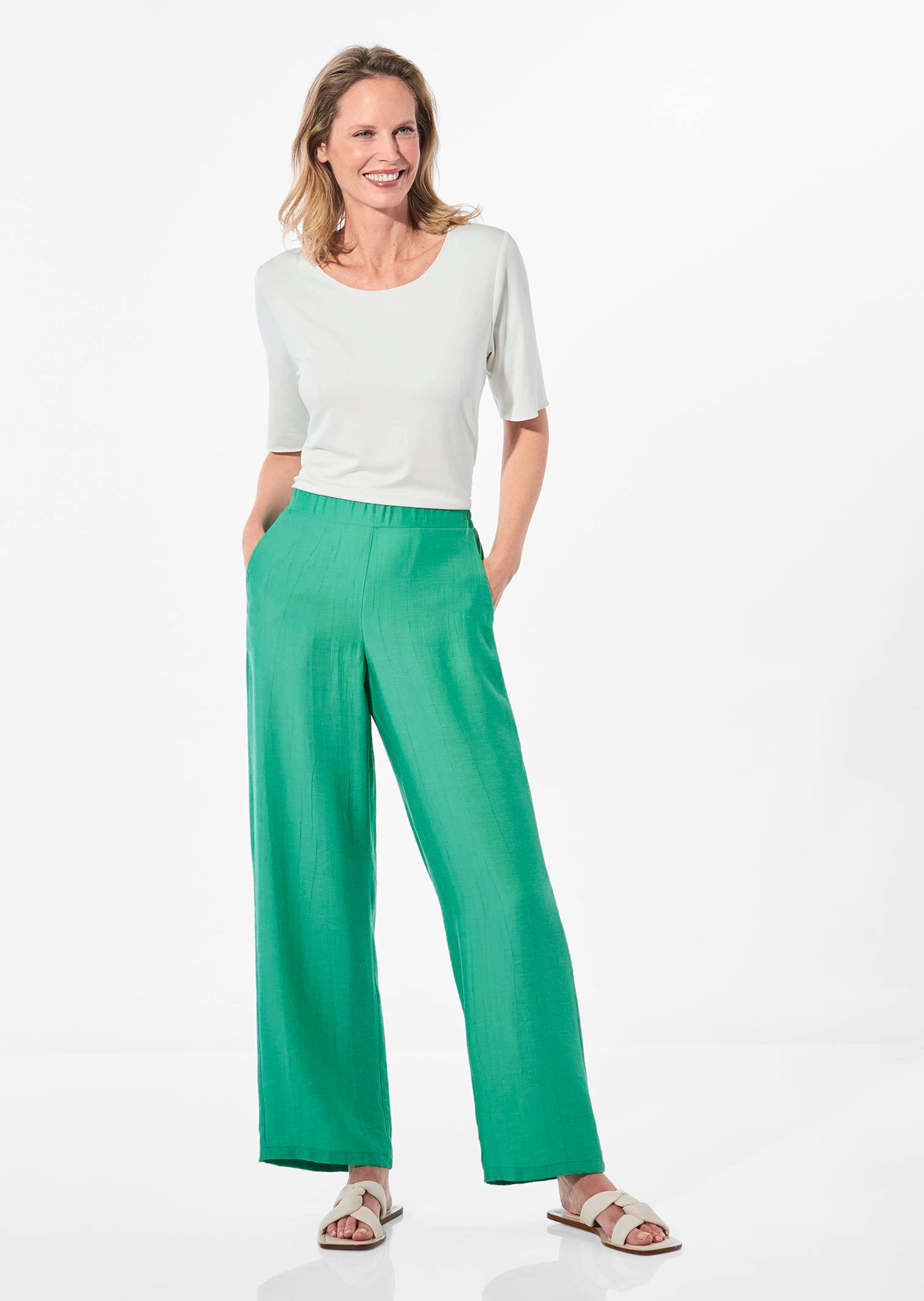 Pantalon MARTHA à taille partiellement élastique - vert - Gr. 50 de Goldner Fashion