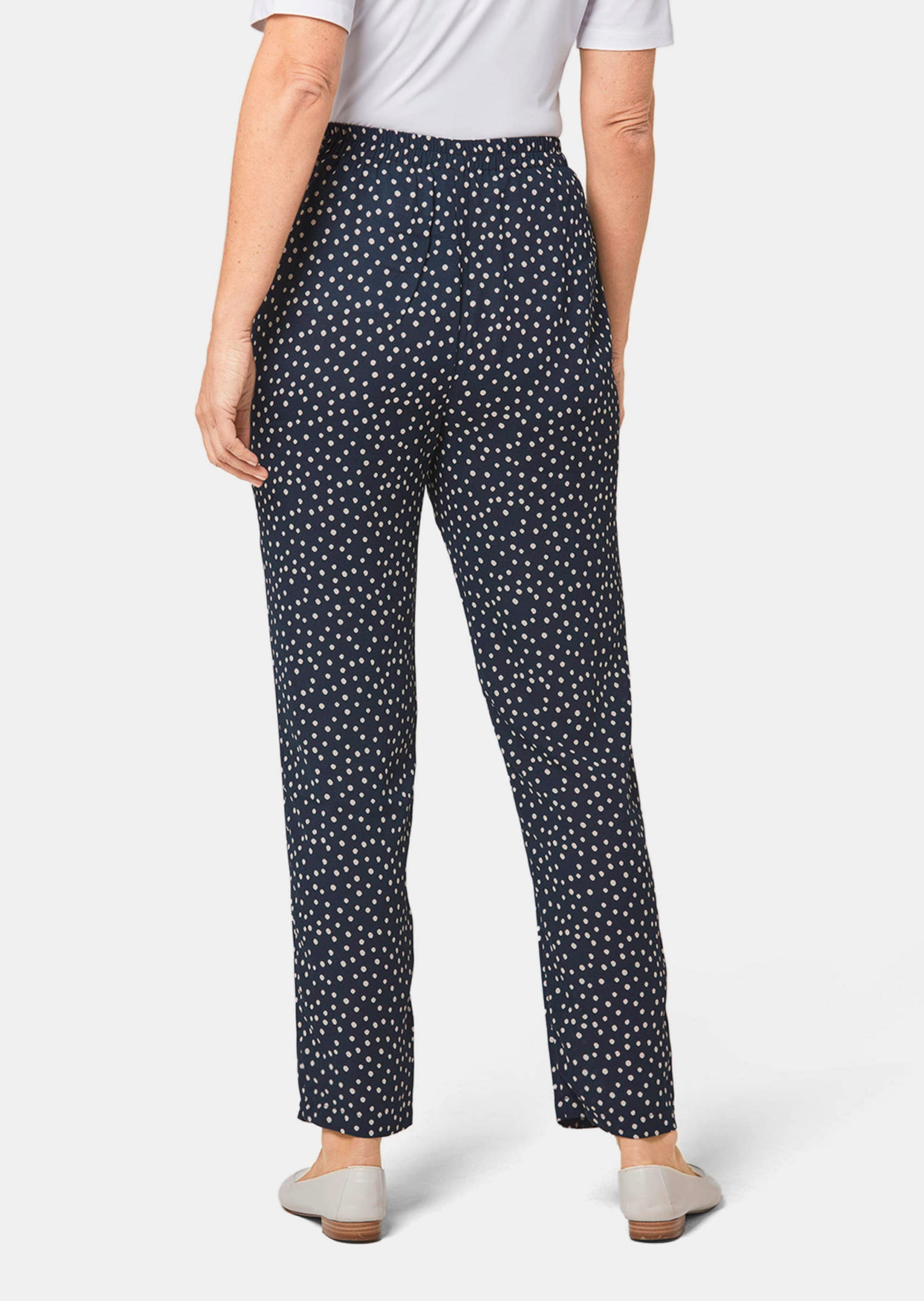 Pantalon LOUISA en crêpe fluide - marine / beige / à motifs - Gr. 58 de Goldner Fashion