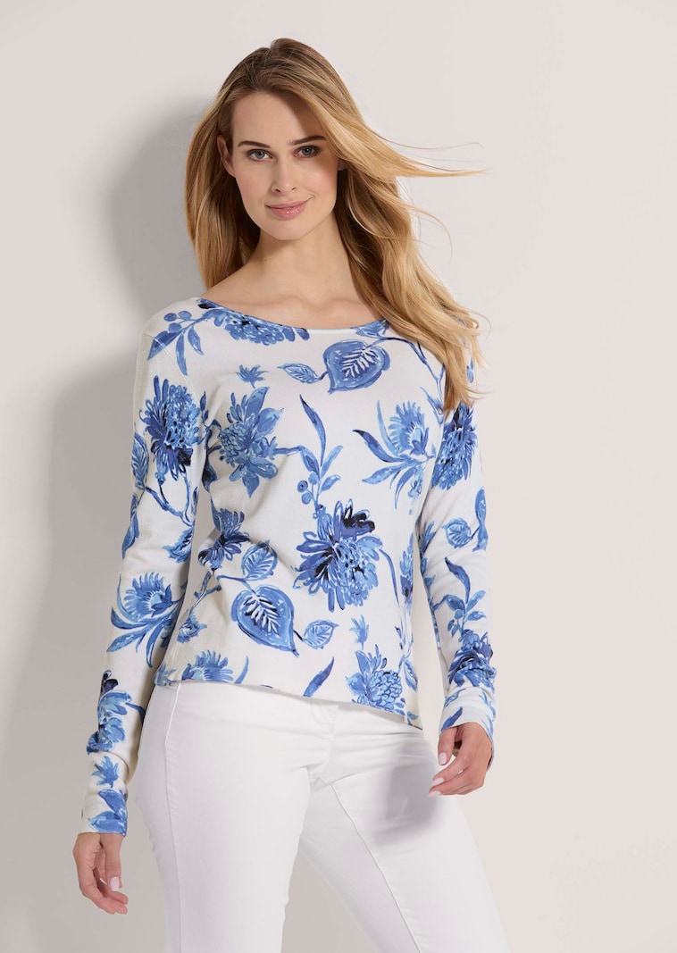 Rundhals-Pullover mit Floral-Print