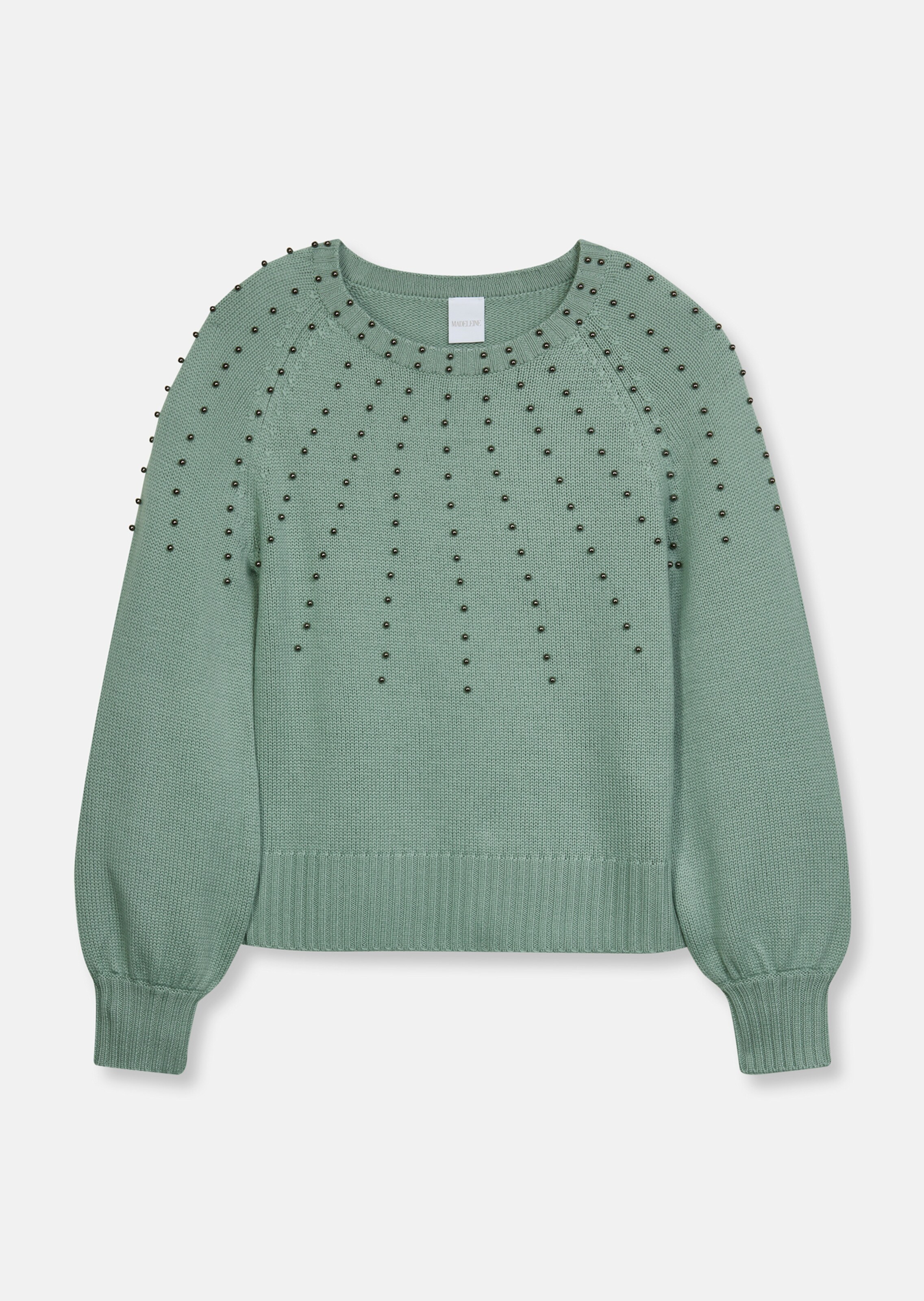 Virgin wool jumper with decorative beads